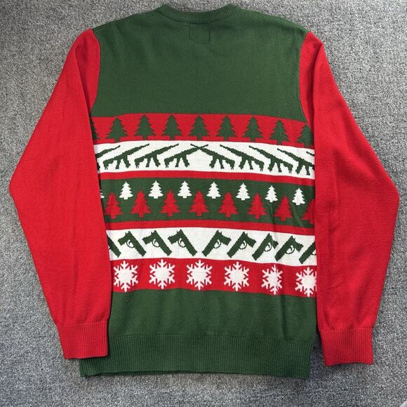 Exclusion Clothing Christmas Ugly Sweater Military Rifle/Pistol (AOP) Size L Red - Picture 4 of 6